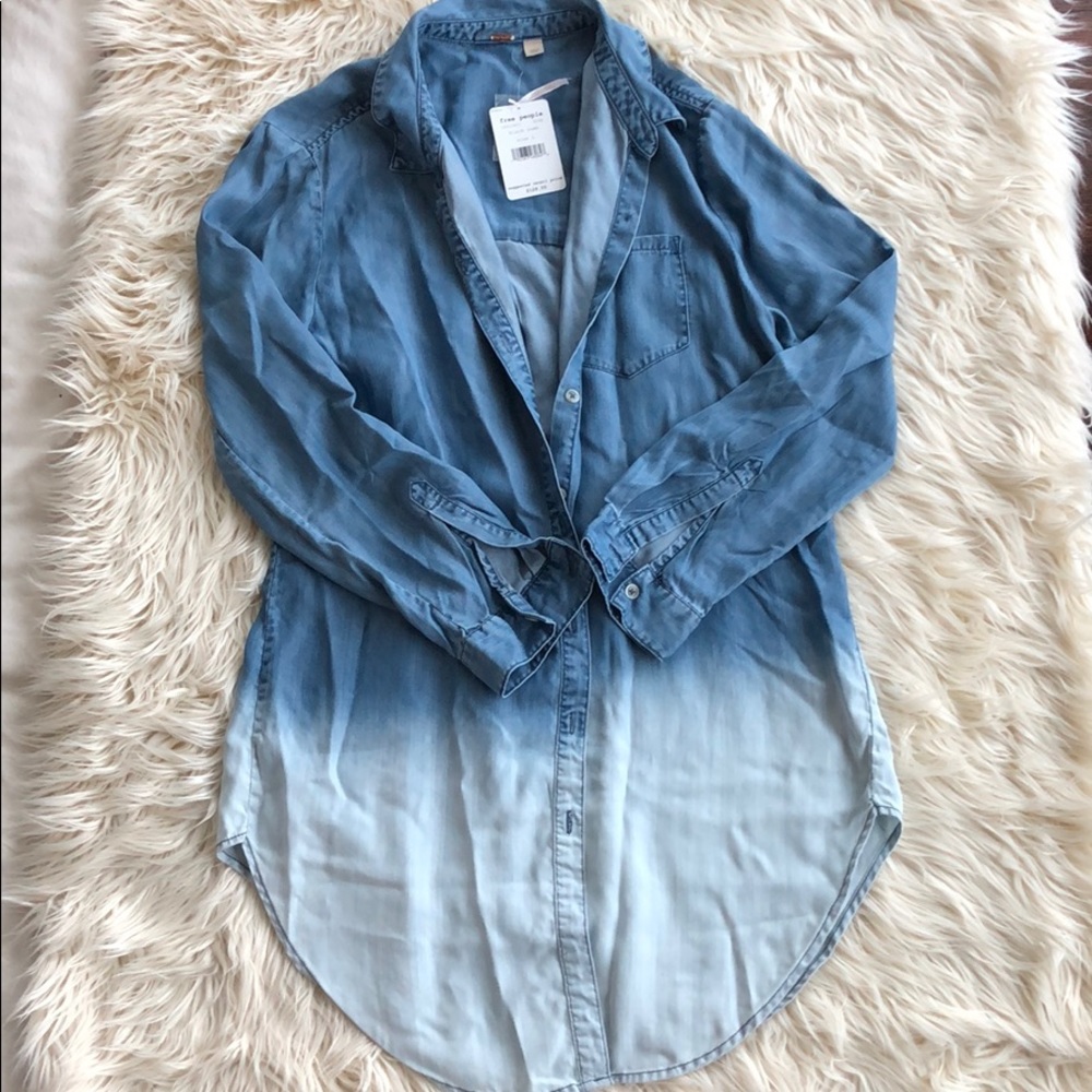 SOLD! Free People denim multicolor top/dress. NWT! - Picture 1 of 5